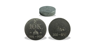 Arany 10 koronás pénzsúly 10K. F. vastag változat