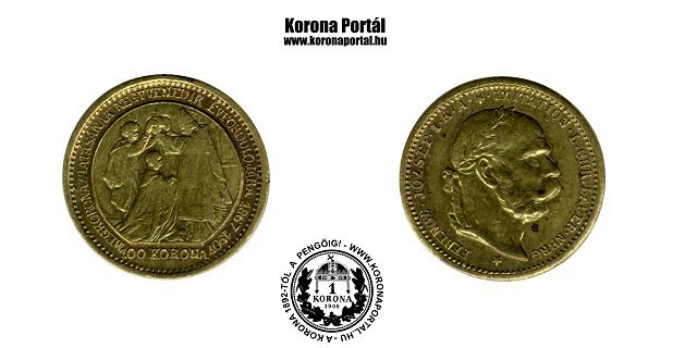 1907-es srgarz miniatr 100 korons (mini rme)
