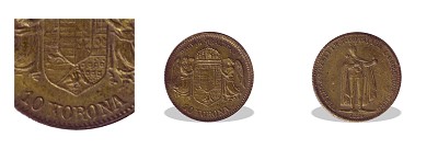 1894-es sárgaréz miniatűr 10 koronás (mini érme)