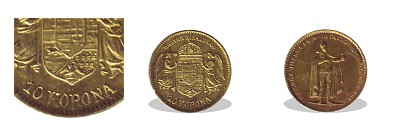 1907-es sárgaréz miniatűr 10 koronás (mini érme)