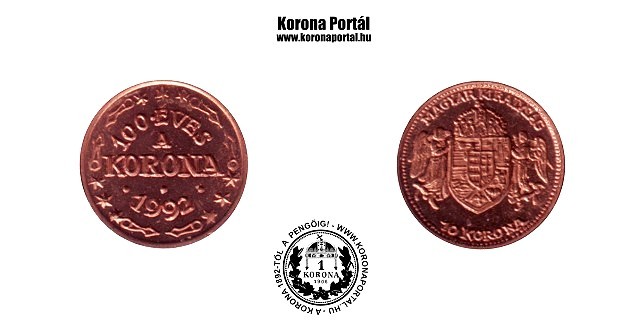 1992-es vrsrz miniatr 10 korons (mini rme) 100 ves a korona 1992