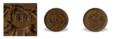 Osztrák 1894-es bronz miniatűr 1 filléres (mini érme)