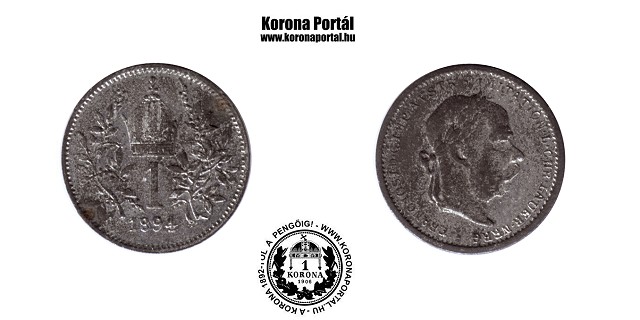 1894-es ezstztt cink miniatr 1 korons (mini rme)