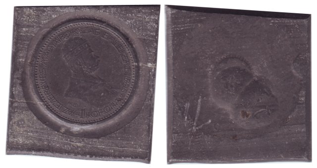 1896-os Milleneumi 1 korons lom anyagprba, egyoldalas veret.
