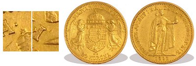 1893-as arany 20 korons kiskirly vltozata