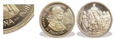 1896-os Milleneumi ezst utnveret 5 korons