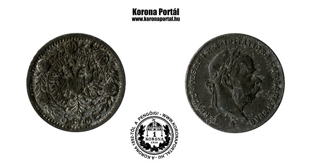 Osztrk 1900-as ezstztt cink miniatr 5 korons (mini rme)
