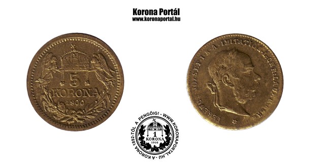 1900-as srgarz miniatr 5 korons (mini rme)