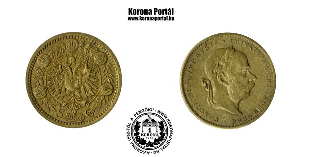 Osztrk 1900-as srgarz miniatr 5 korons (mini rme)