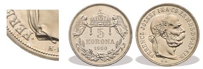 1900-as ezst rozetts utnveret 5 korona