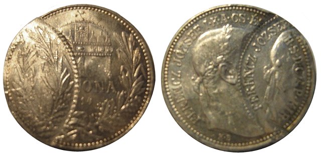 1914-es hzilag megronglt 1 korons ezstrme