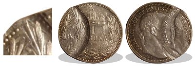 1914-es hzilag megronglt 1 korons ezstrme