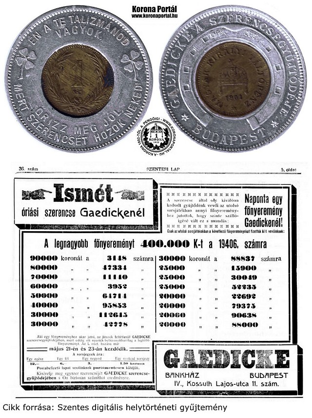 1901-es bronz 1 fillres rmebettes szerencse talizmn - Gaedicke Bankhz Budapest szerencse talizmnja