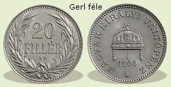 1906-os 20 fillr - (1906 20 fillr) Gerl Kroly vsnk