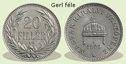 1906-os 20 fillér - (1906 20 fillér) Gerl Károly vésnök