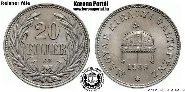 1906-os 20 fillr - (1906 20 fillr) Reisner Jzsef vsnk
