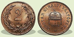 1908-as 2 fillér (rövid száras) Gerl féle verőtő - (1908 2 fillér)