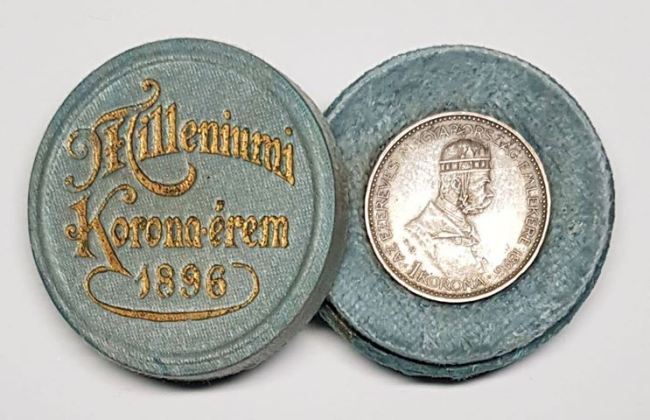 Vilgoskk szvet milllenniumi ezst 1 korons dszdobozos vltozat