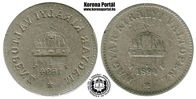 1894-es incuse (negativ veret) 10 fillres