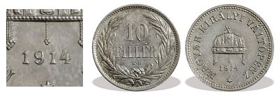 1914-es ezst prbaveret 10 fillres