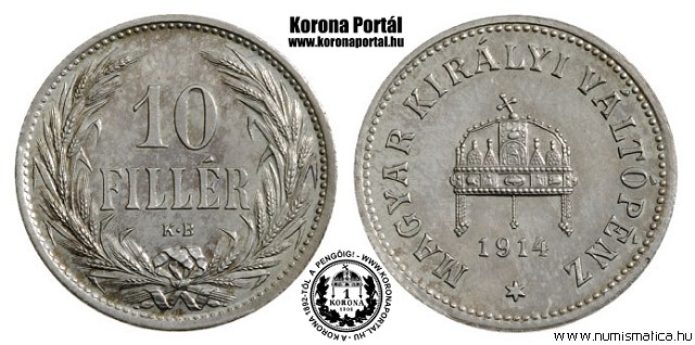 1914-es ezst prbaveret 10 fillres