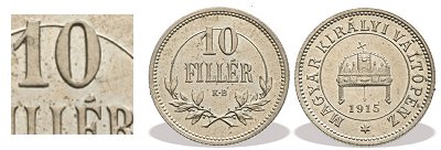 1915-s ezst prbaveret 10 fillres bels krkkel