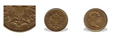 1894-es osztrk srgarz miniatr 10 korons (mini rme)
