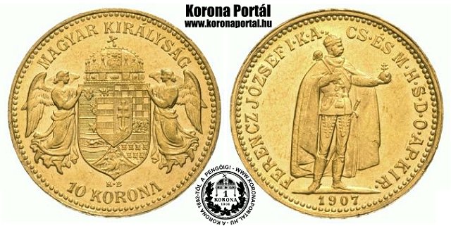 1907-es arany 10 korons nyitott "A"