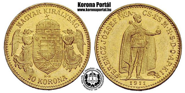 1911-es kard ellenjegyes arany 10 korons.