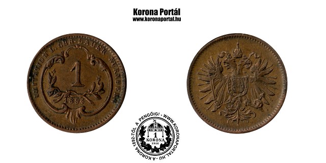 Osztrk 1894-es bronz miniatr 1 fillres (mini rme)