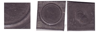 1896-os Milleneumi 1 korons lom anyagprba, egyoldalas veret.