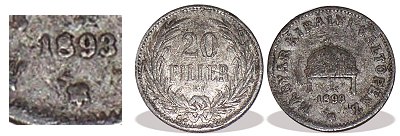 1893-as hamis lom 20 fillres