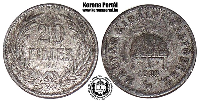 1893-as hamis lom 20 fillres