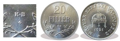 1921-es vas rozetts utnveret 20 fillres