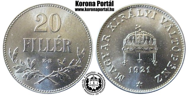 1921-es vas rozetts utnveret 20 fillres