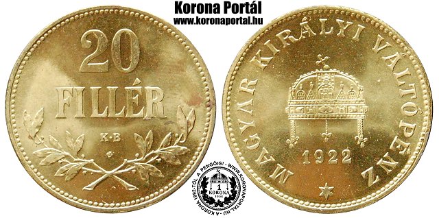 1921-es vas rozetts utnveret 20 fillres