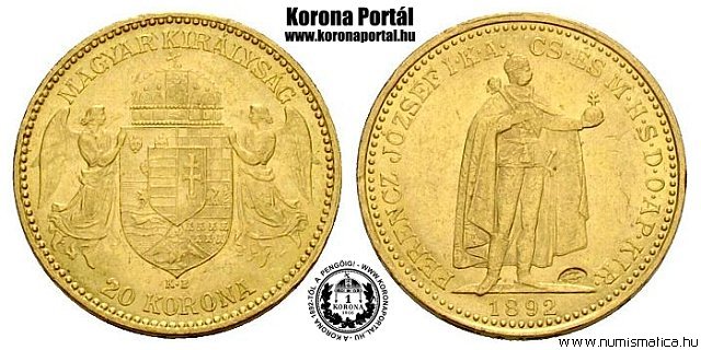 1892-es kard ellenjegyes arany 20 korons.