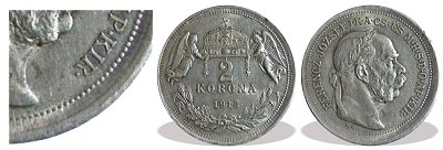 1913-as ezst 2 korons gyr nlkli veret