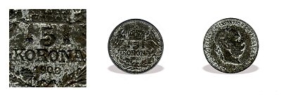 1900-as ezstztt cink miniatr 5 korons (mini rme)