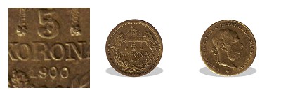1900-as srgarz miniatr 5 korons (mini rme)