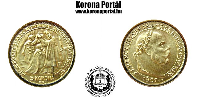 1907-es arany miniatr 5 korons (mini rme) Franklin Mint