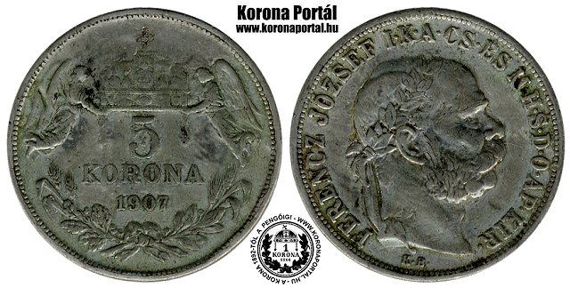 1907-es hamis 5 korons. nttt lom!