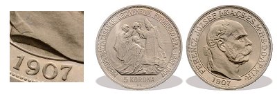 1907-es ezst utnveret koronzsi 5 korona
