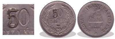5-s szmjegy betszerszmmal 50 fillress talaktott 10 fillres