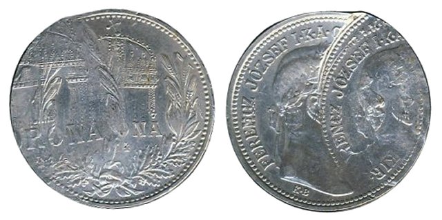 1914-es hzilag megronglt 1 korons ezstrme