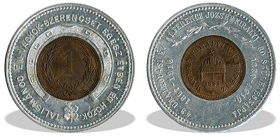 1895-s bronz 1 fillres rmebettes szerencse talizmn - 43 Uralkodsi v I. Ferencz Jzsef Kirly 80. Szletsnapja